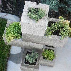 DIY Cinder Block Planter- Finished project above