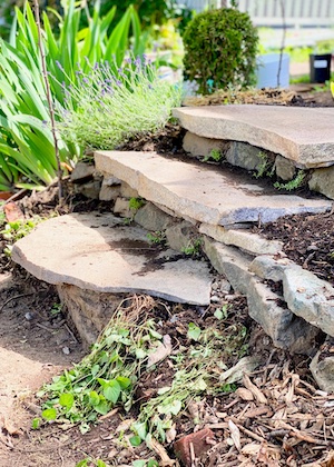 large flat stone garden steps