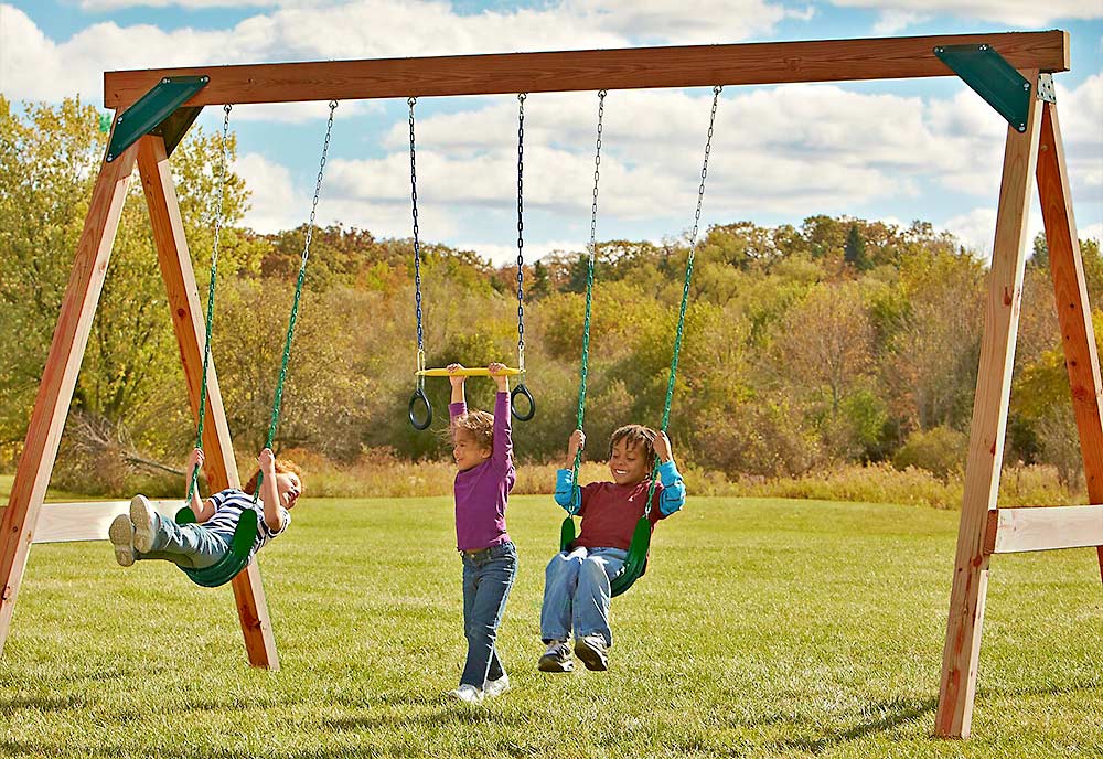 basic wooden swing set