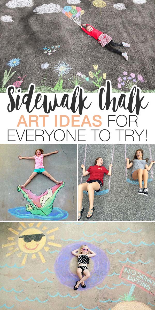 20 Easy Sidewalk Chalk Art Ideas for Everyone to Try! • The Garden Glove
