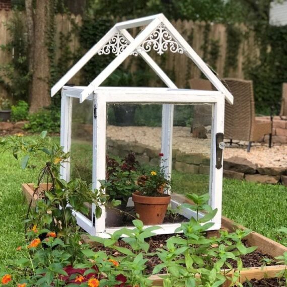 mini diy greenhouse made with old windows