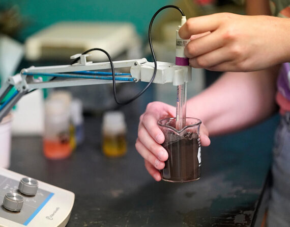 soil being tested in a lab