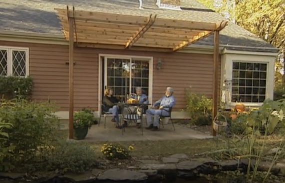 natural wood attached pergola patio cover idea