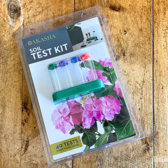 soil test kit on a wooden table